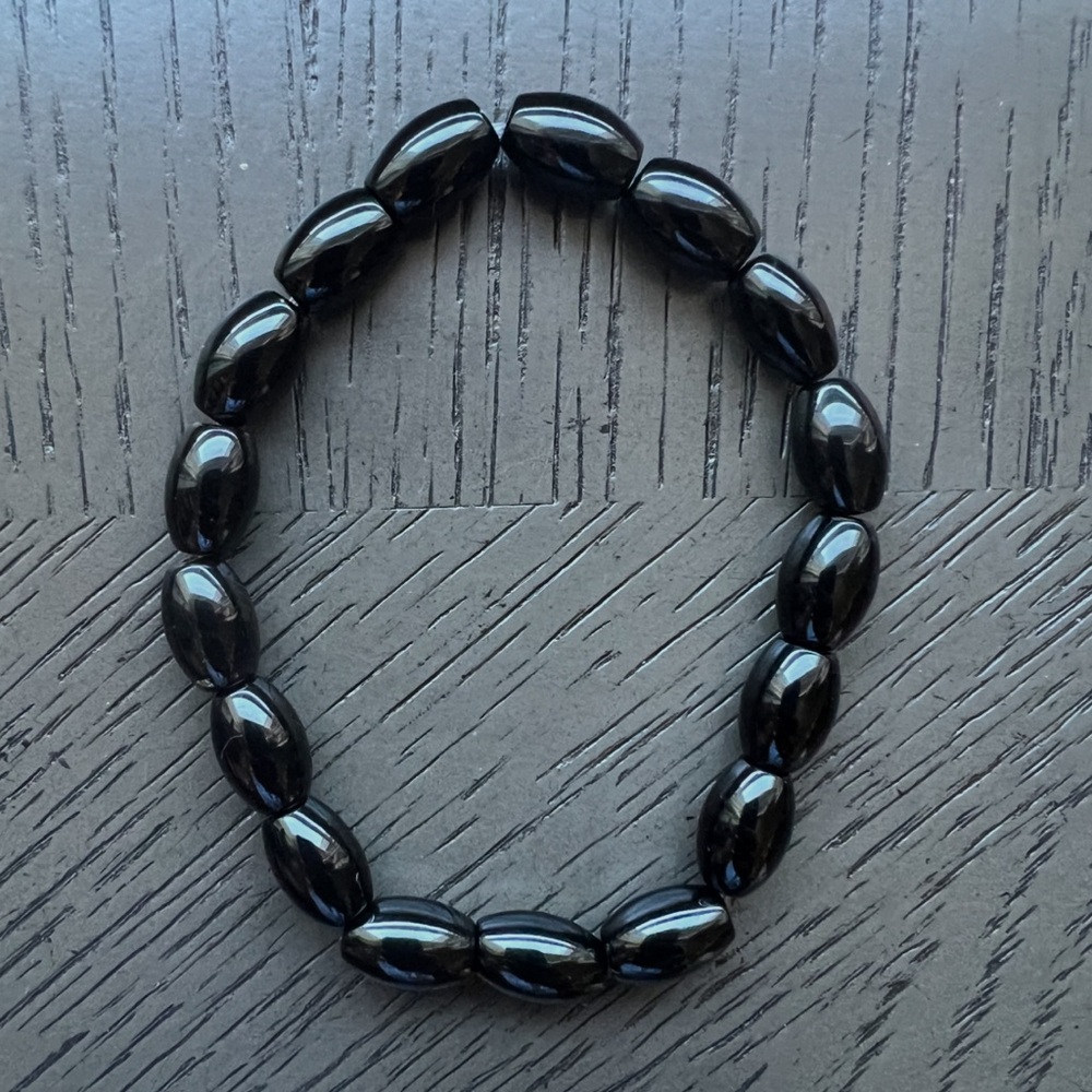 Rice shape black agate bracelet SIZE 7’
